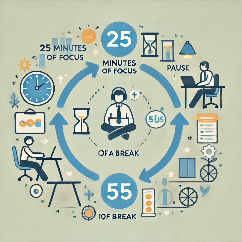 Ciclo de trabalho e pausa para maior produtividade e saúde