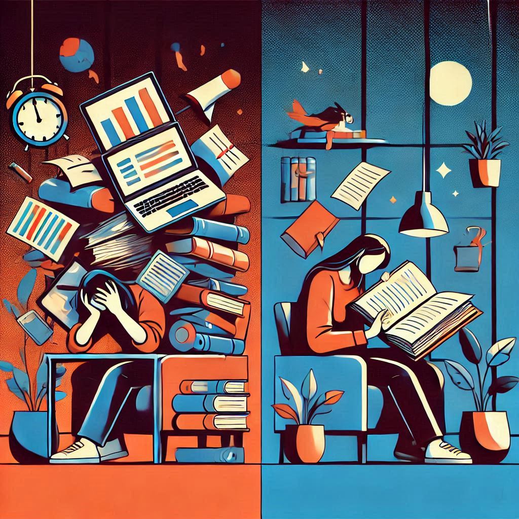 Contraste entre sobrecarga e equilíbrio no dia a dia após aprender a como dizer não